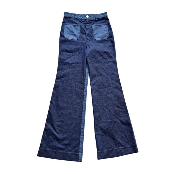 Kate Spade Colorblock Two Tone Wide Leg Flare Jeans Size 28 Blue NWOT - Picture 9 of 17